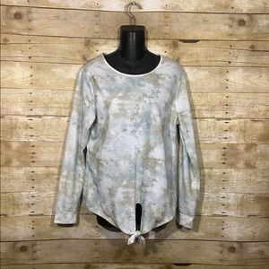 Women's long sleeve tie dye top knot shirt